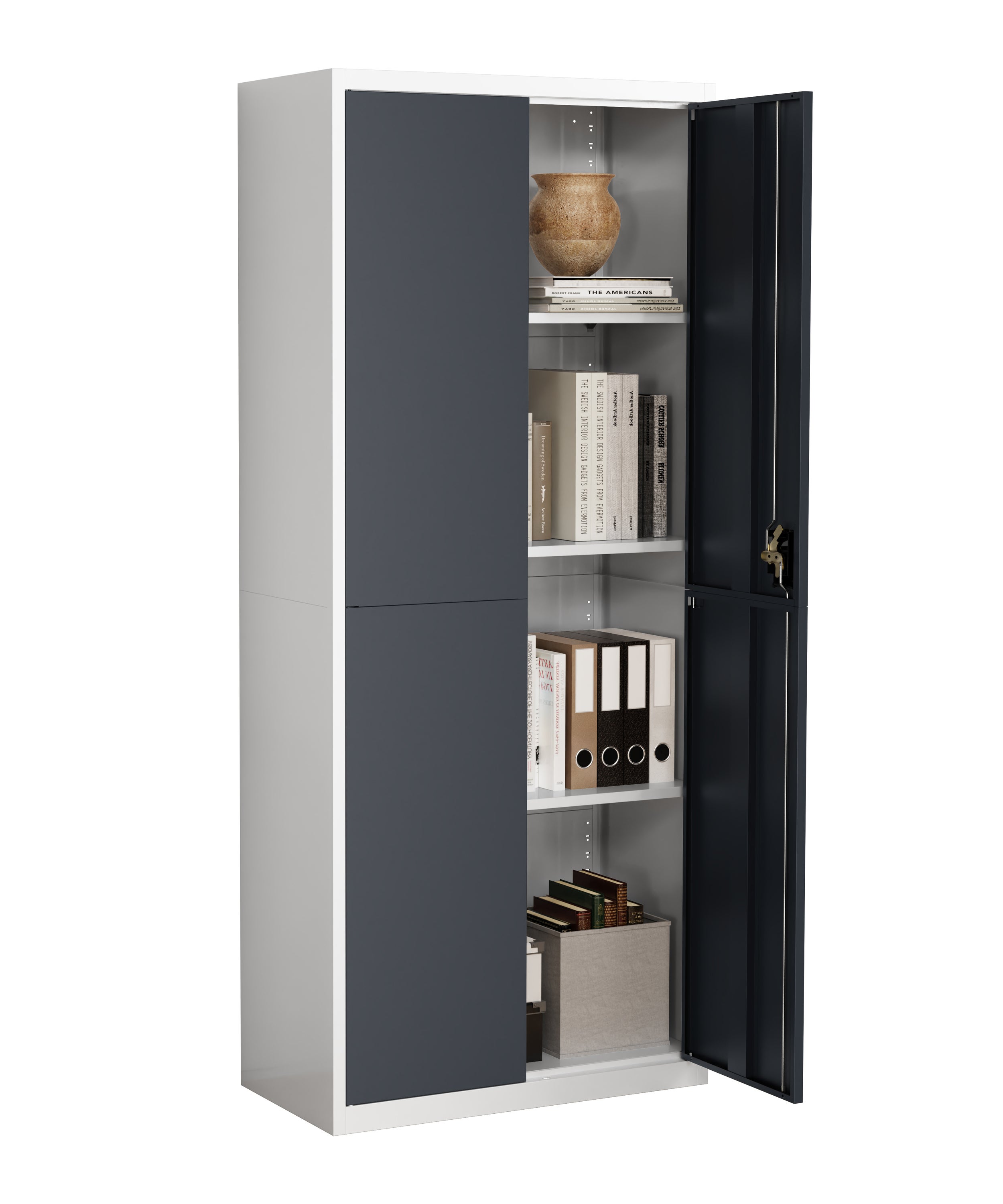 VCM Cabinet de bureau Malivo Blanc/Anthracite H. 180 x B. 80 x T. 40 cm ...