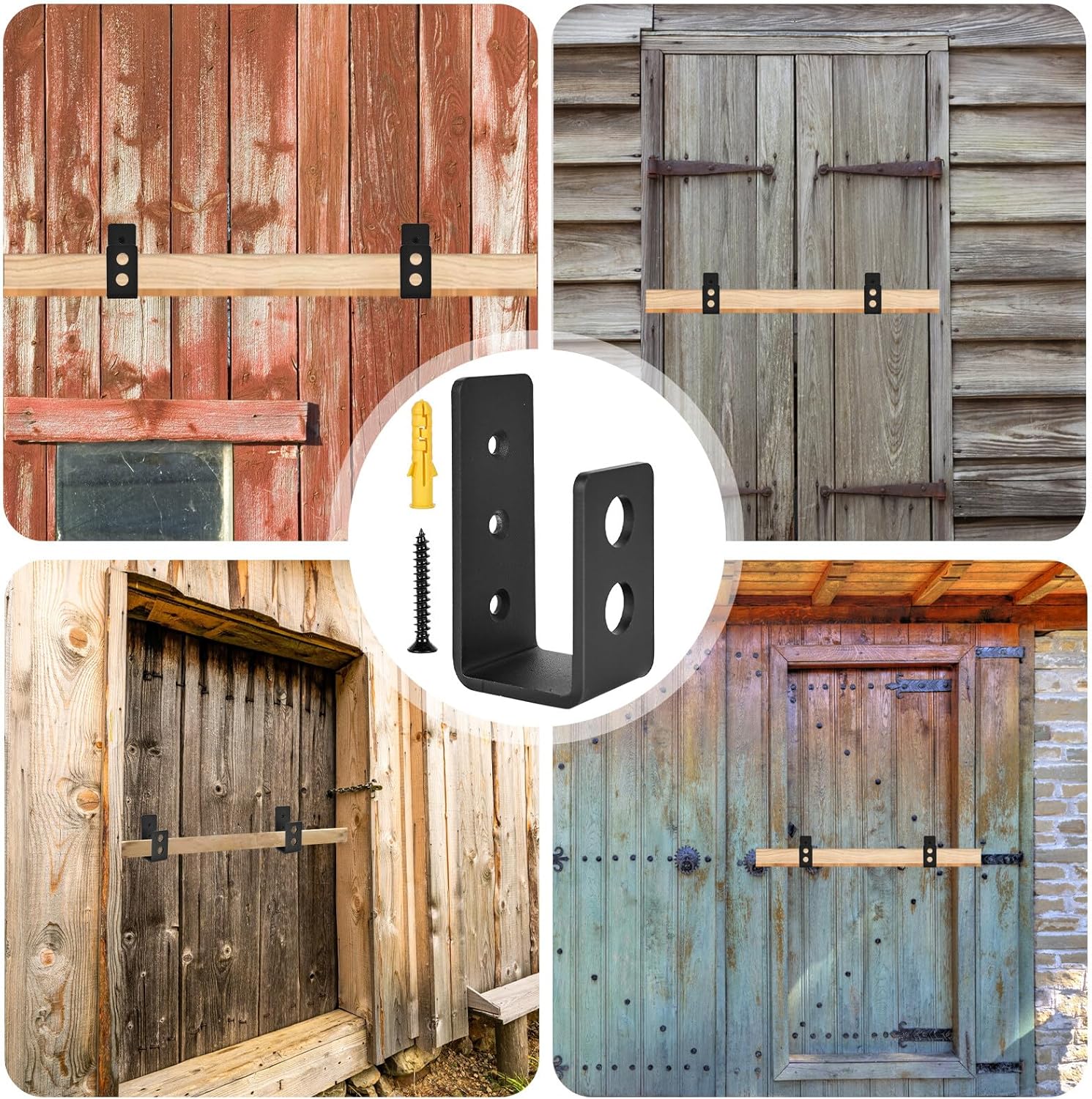 Lot de 4 supports en U en acier inoxydable, barres de porte en acier pour barricades, serrures de porte de sécurité en U en profilé en acier pour se - 7
