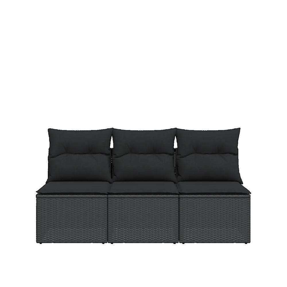 Sofa ogrodowy vidaXL 3-osobowy czarny z technorattanu z pojemnikiem