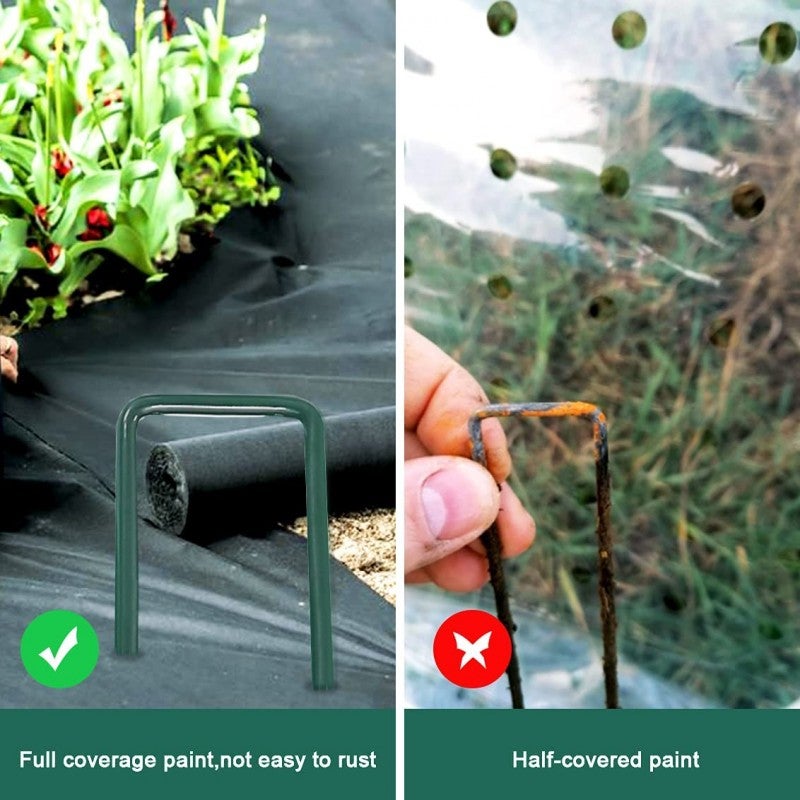 Lot de 50 Agrafes pour jardin, gazon artificiel, Piquets de Fixation de Jardin pour Toile de Paillage, Le Treillis Métallique - 5