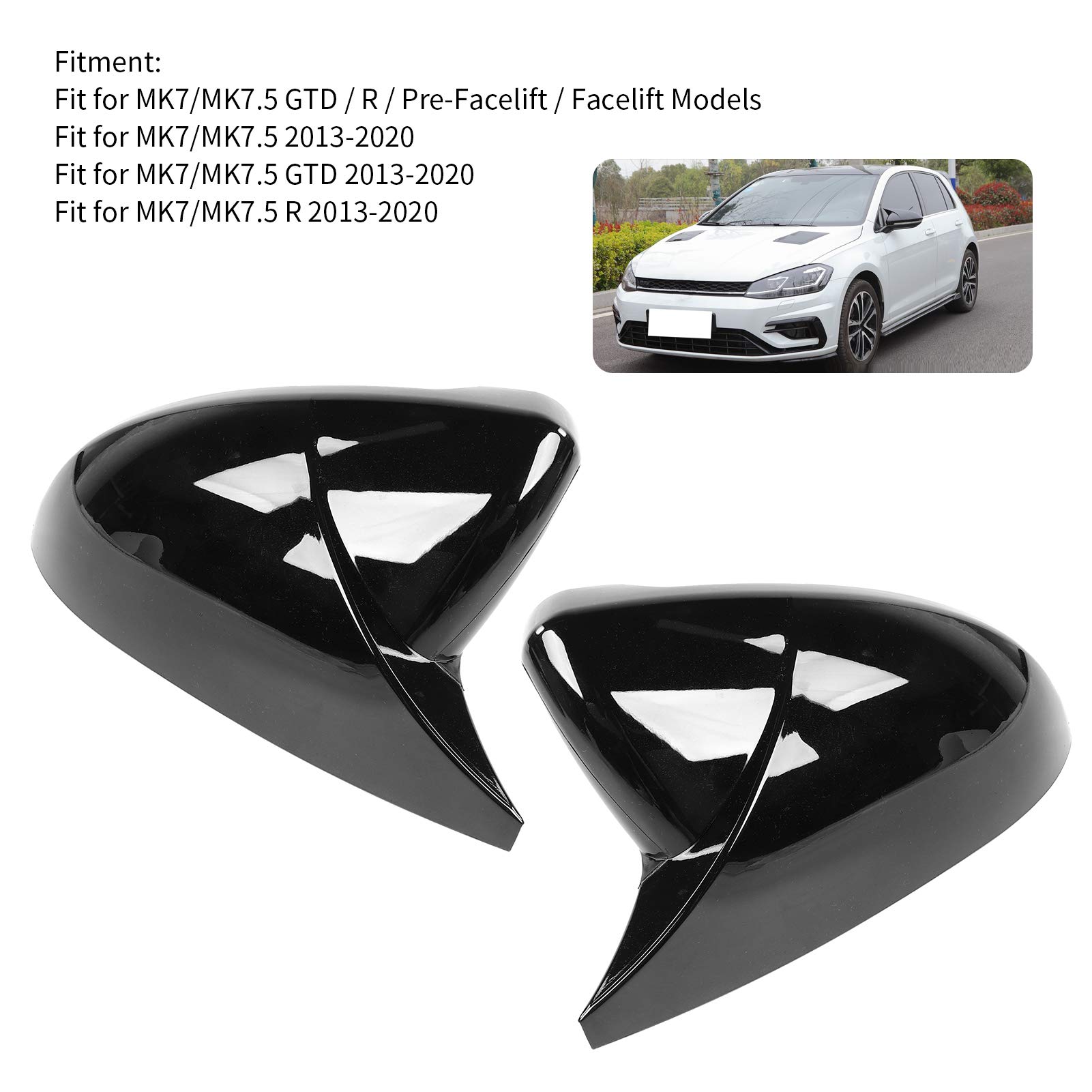 Coppia di copri specchietti retrovisori in stile clacson, adatti per MK7/MK7.5 GTD R 2013-2020 (nero) - 7