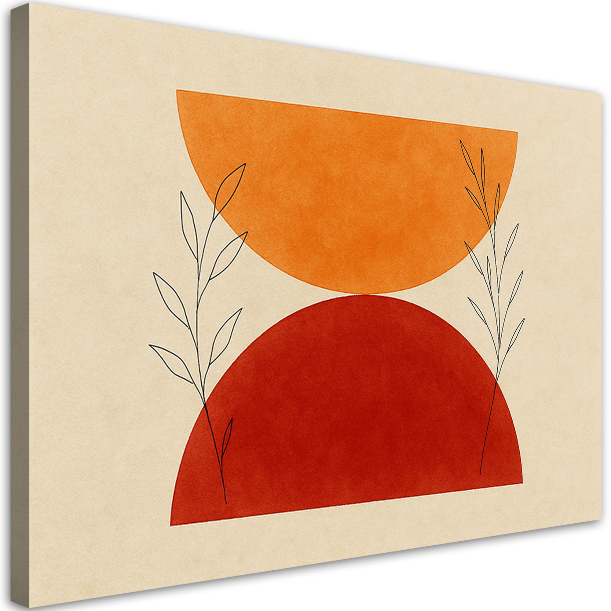 Obraz do salonu, Liście Geometryczna Abstrakcja Beż 90x60