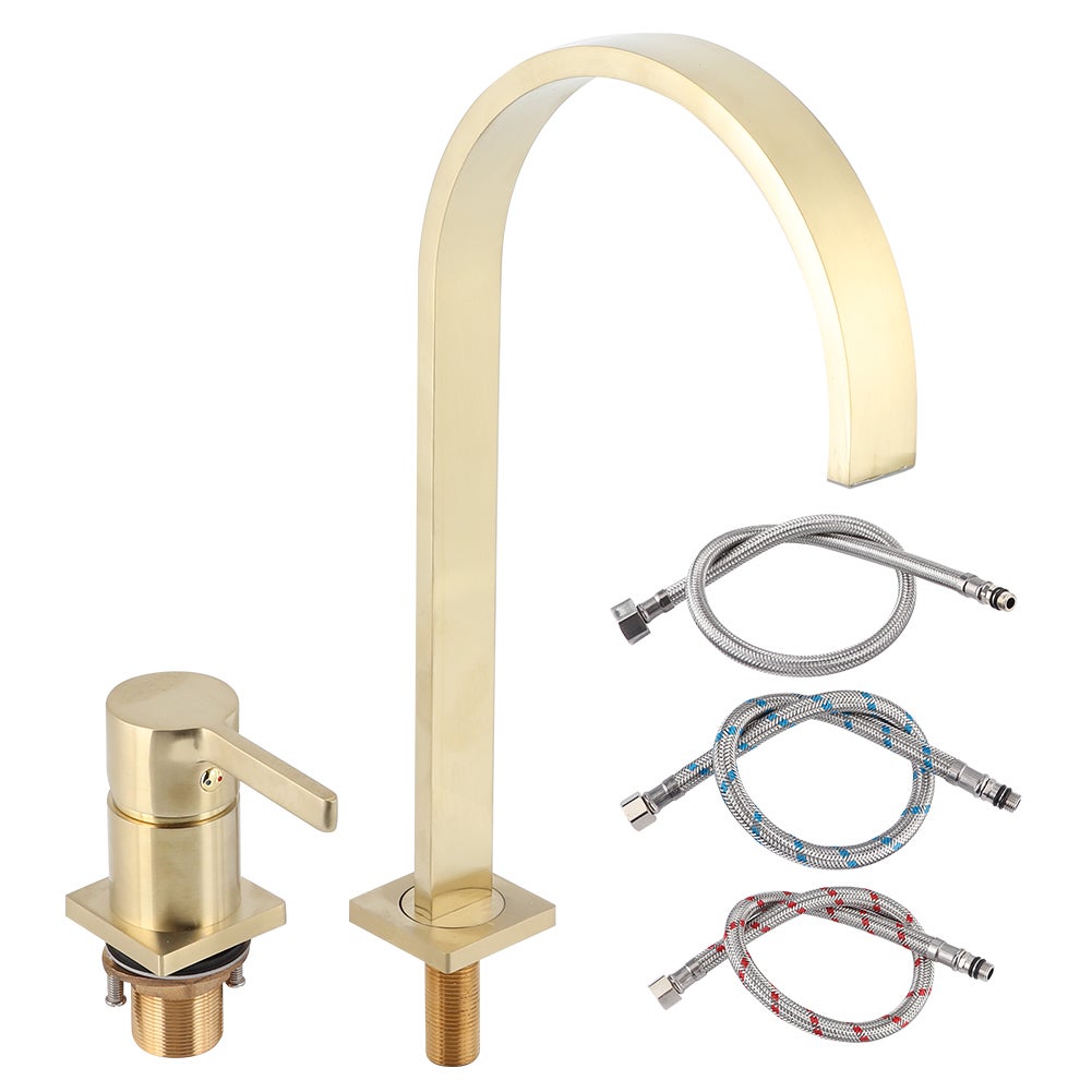 G1/2 Single Handle Above Counter Basin Sink Faucet Hot Cold Mixing Water Tap Bathroom Supply - 2