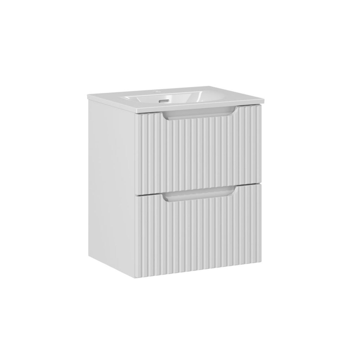 Mueble lavabo individual encastrado 50cm 2 cajones riva blanco