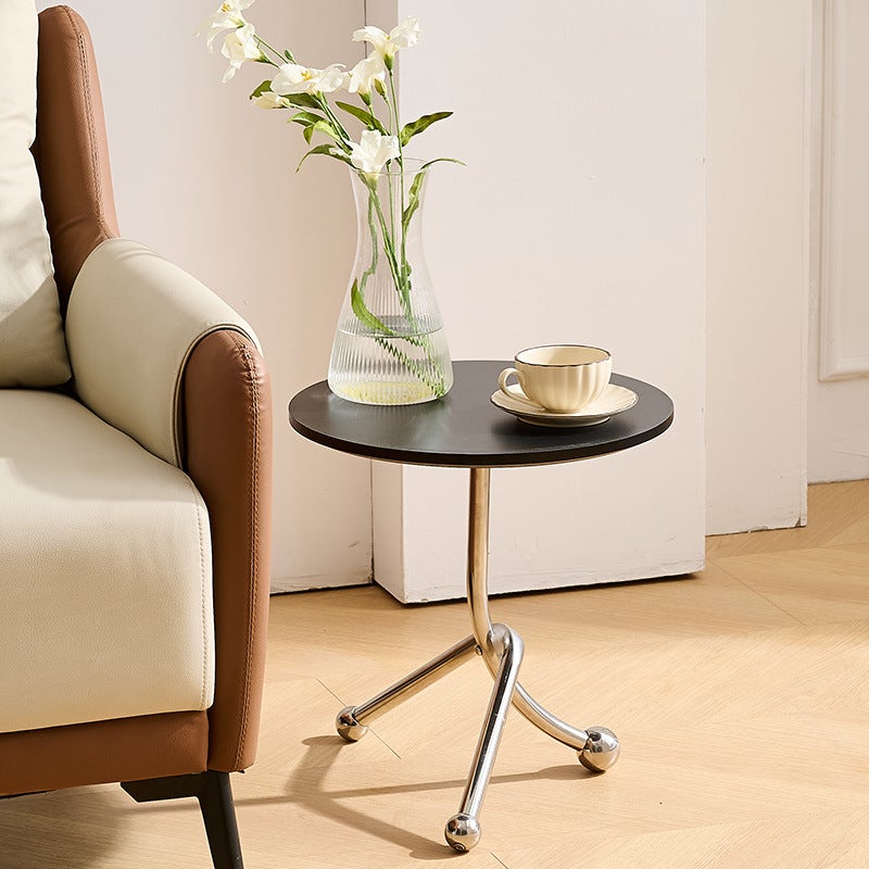 Petite table d'appoint de canapé de 41 cm de haut, table ronde de style moderne, table basse, convient pour chambre à coucher, table de chevet, noir - 6
