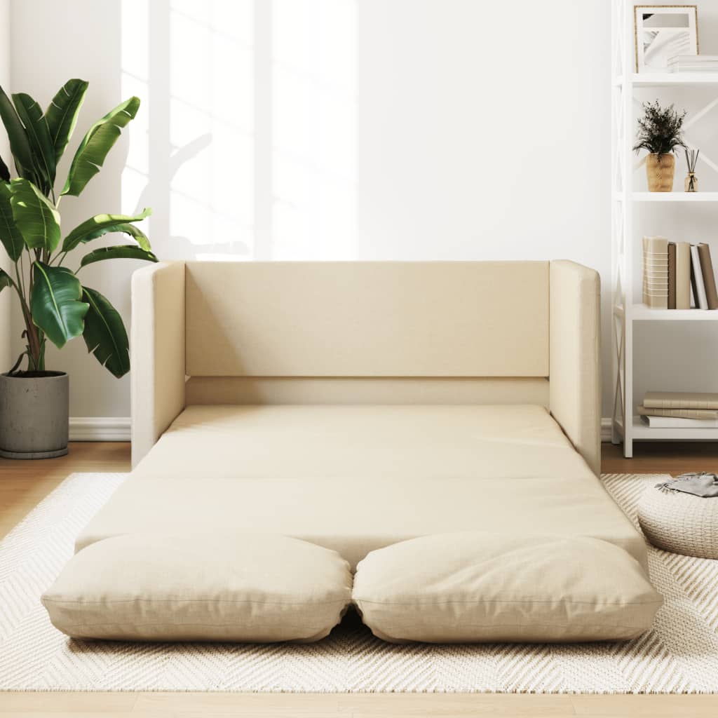 Sofá cama | sofá convertible de suelo 2 en 1 tela crema 112x174x55 cm cfw66515