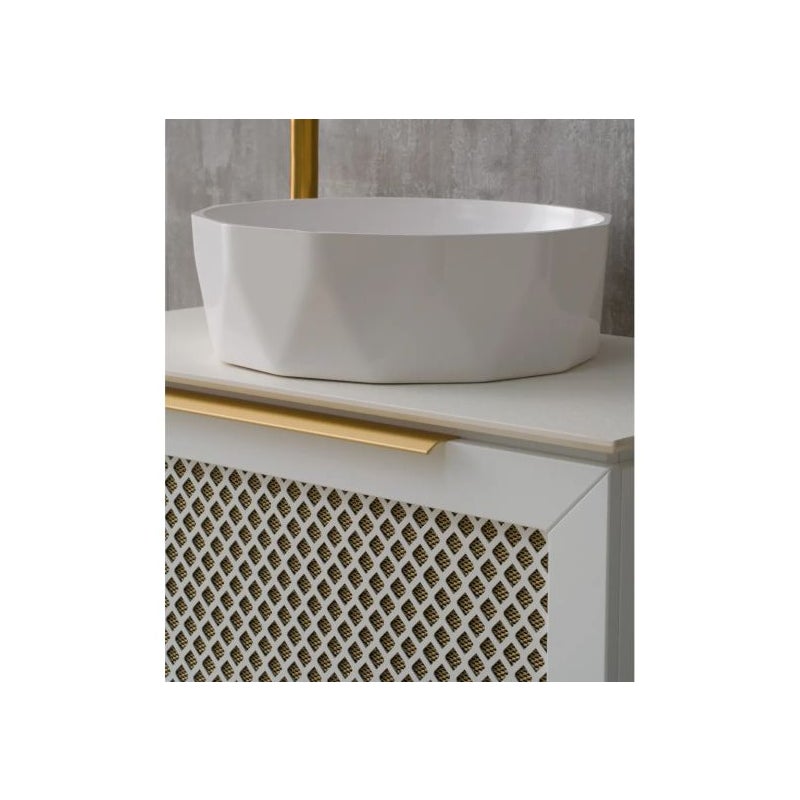 Umywalka nablatowa APIA 40 cm biała z konglomeratu