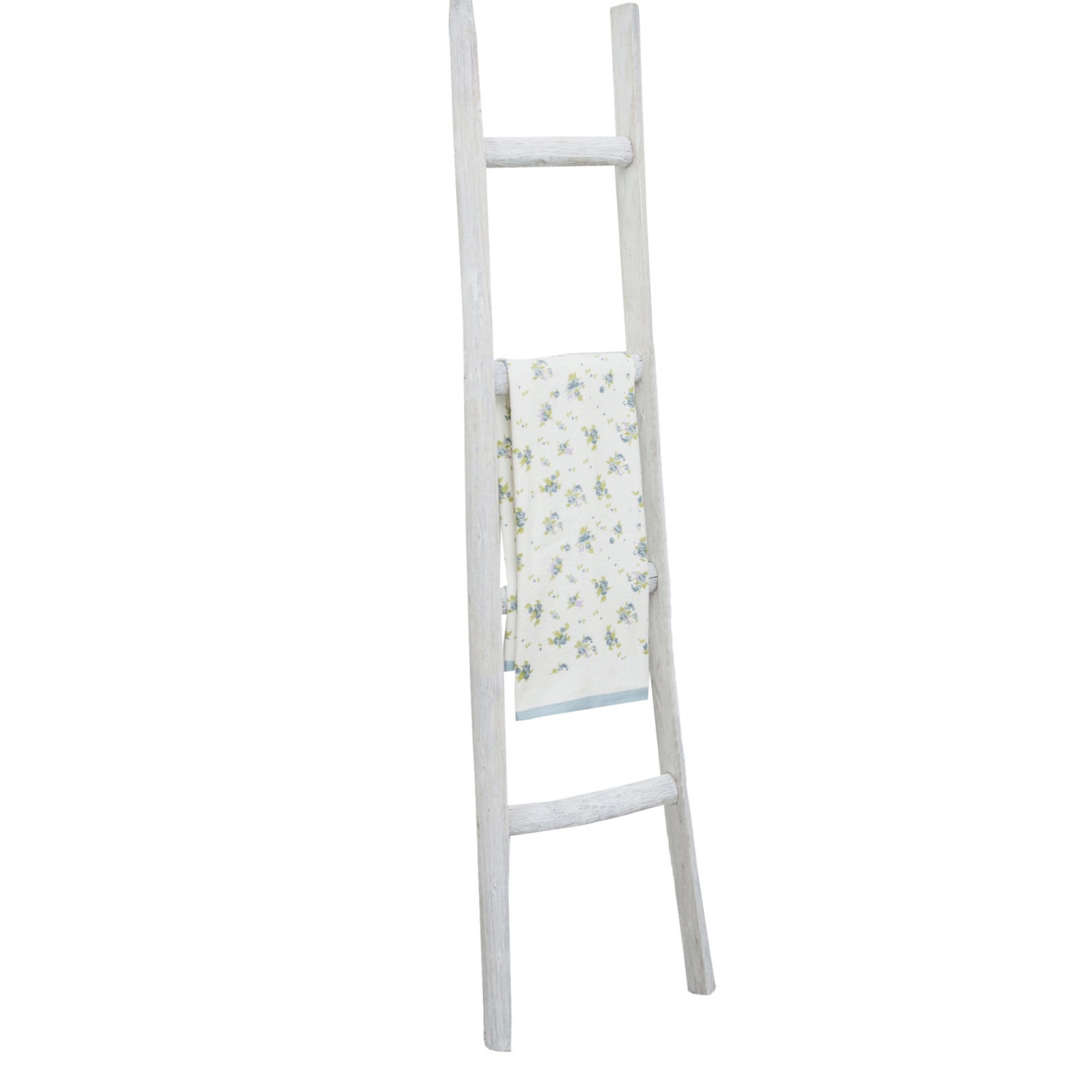 BISCOTTINI Échelle Porte-Serviettes - Finition Bois Blanc Antique - Salle de Bain - Décoratif - Support Serviettes - 40x8x150 cm - 3