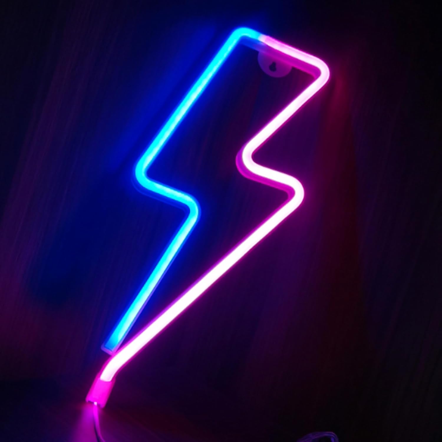 Neon, lampka nocna LED z błyskawicą, zasilana bateryjnie i przez USB, dekoracja wnętrz sypialni, pokoi gier