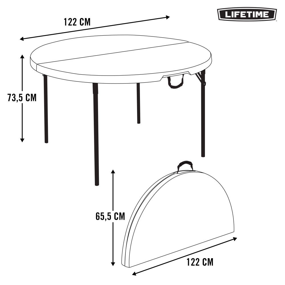 Mesa dobrável redonda Lifetime Ø122x74 cm - 8
