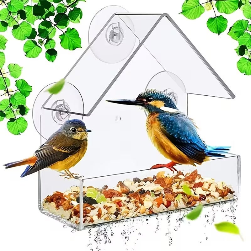 Alimentador de pássaros com 5 ventosas ultrarresistentes, design para uso externo, ideal para observar a vida selvagem no jardim. - 3