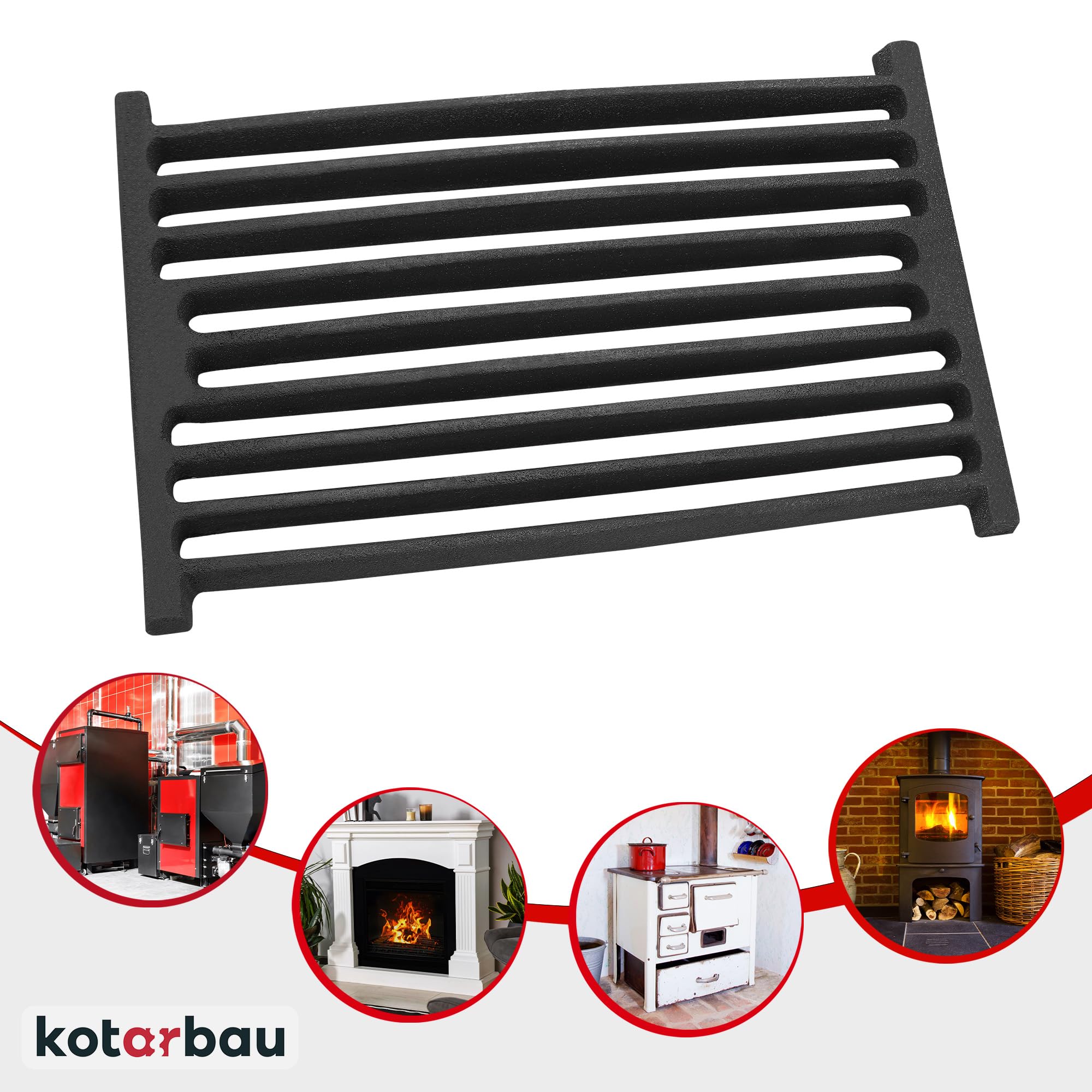 Grille de Cheminée en fonte 32 x 21,5 cm - Grille en fonte carrée - Résiste aux températures élevées - KOTARBAU - 5
