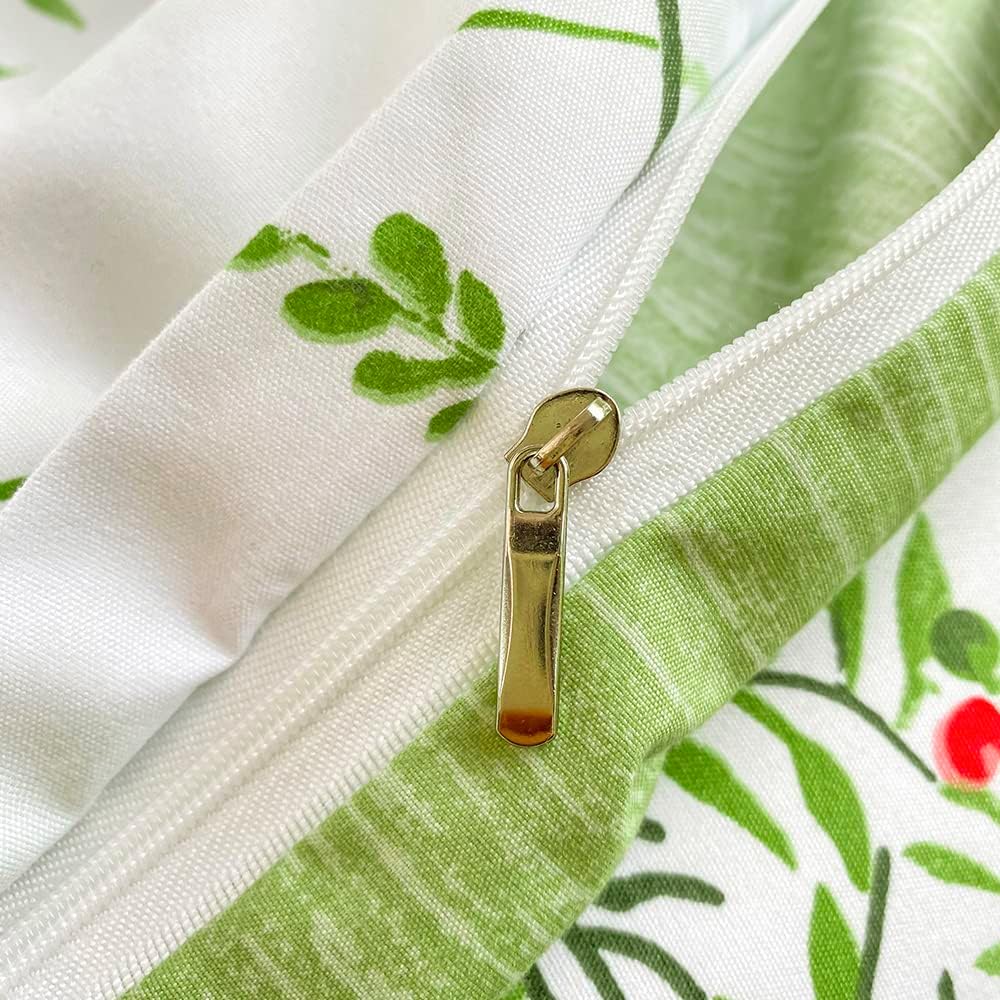 Housse de Couette 220x240 Fleurs Feuilles Motif Coloré Vert Blanc Floral Parure de Doux Microfibre Lit Linge avec Taies d'oreiller 50x75 cm - 5