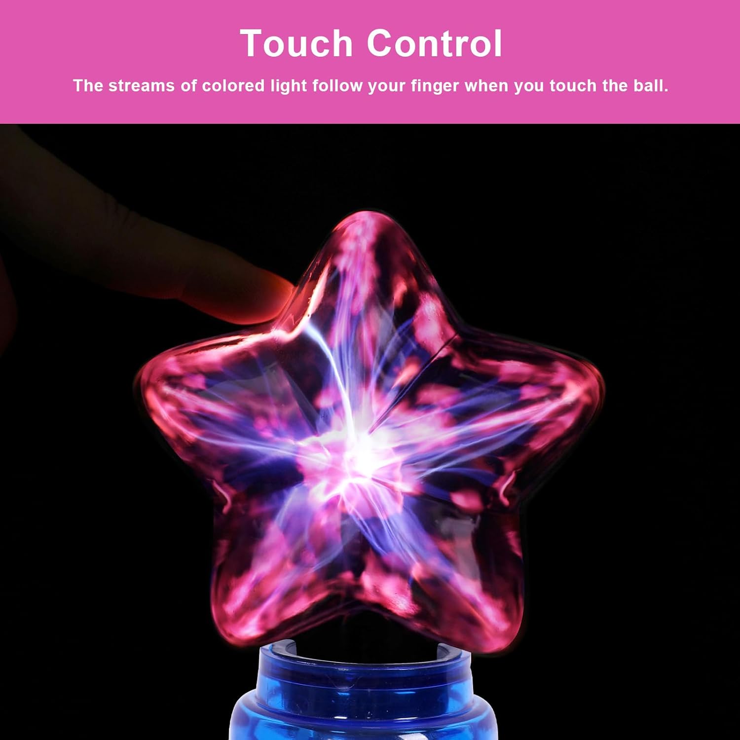 COMELY Boule Plasma 4W, Lampe Plasma Étoile 11×10×17 cm avec Contrôle Tactile et Sonore, Lumière Rouge USB pour Salon et Chambre - 3