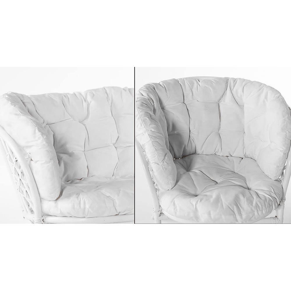 Salotto da giardino bahama bianco in bambu con cuscini bianchi