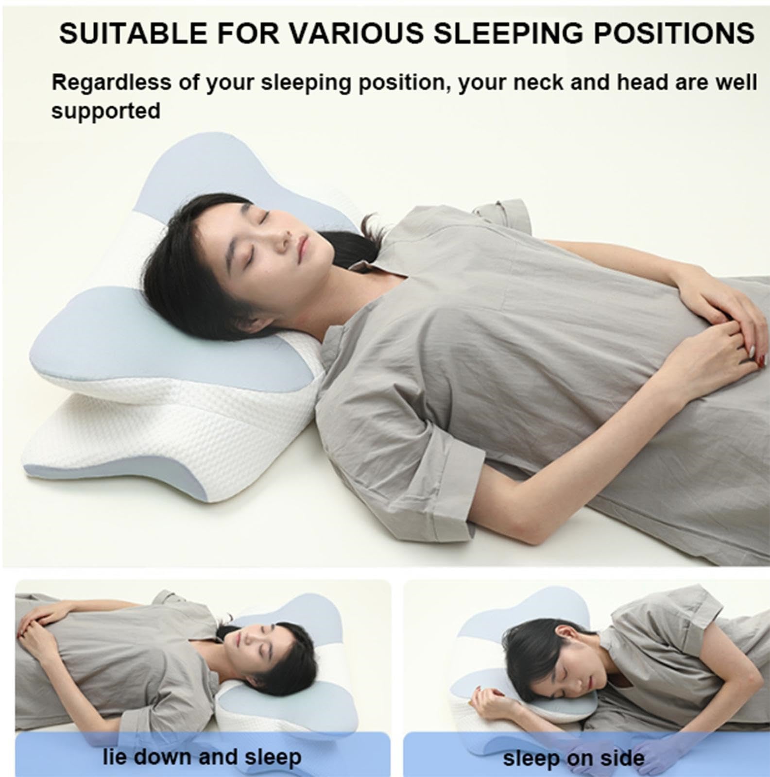 Oreiller en mousse à mémoire de forme, anti-ronflement, soutien cervical, ergonomique, pour dormeurs latéraux et sur le ventre - 3