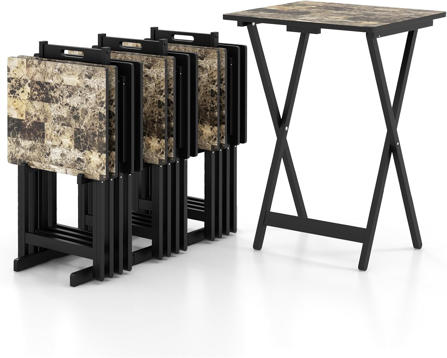 COSTWAY Set de 4 Tables de Jardin Pliantes en Bois, Table Basse