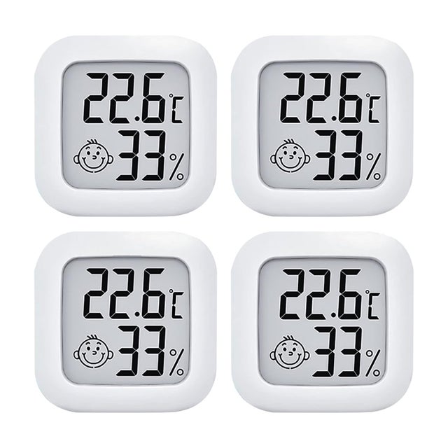 4 pcs Thermomètre Hygrometre Intérieur, Mini Termometre Maison Digital Haute Précision, Moniteur de Température et Humidimètre Indicateur
