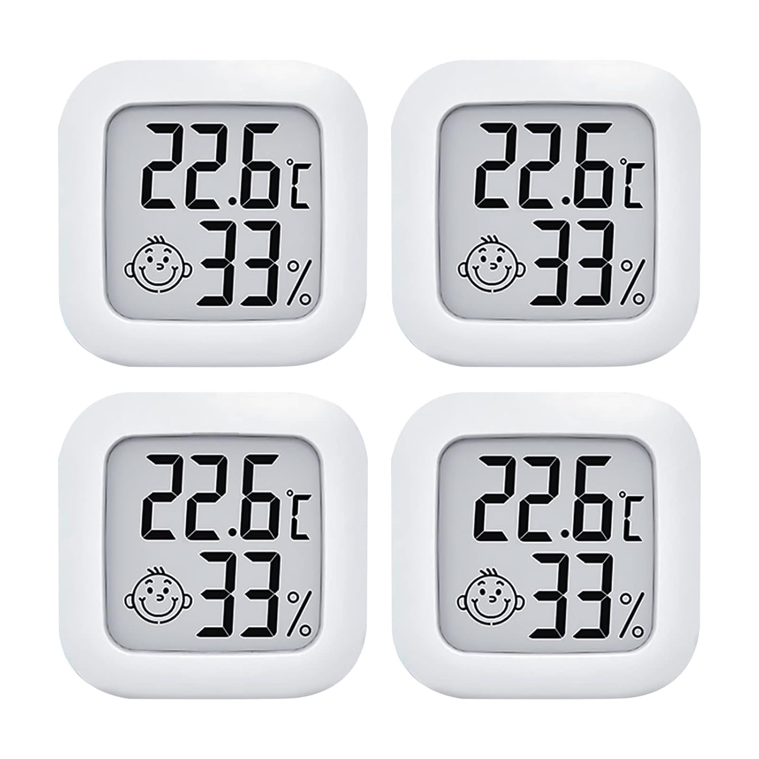Zestaw 4 termometrów i higrometrów do użytku wewnętrznego, miniaturowy, precyzyjny cyfrowy termometr domowy, monitor temperatury i wilgotności, wskaźn