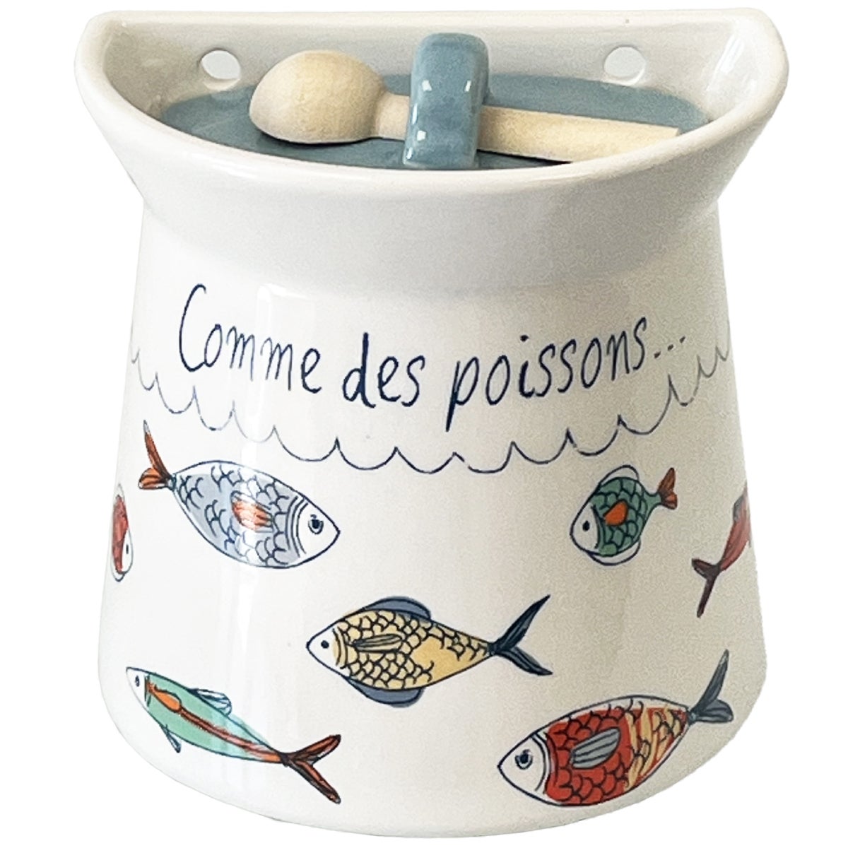 FAYE Pot mural à sel en céramique avec cuillère en bois - Conservation