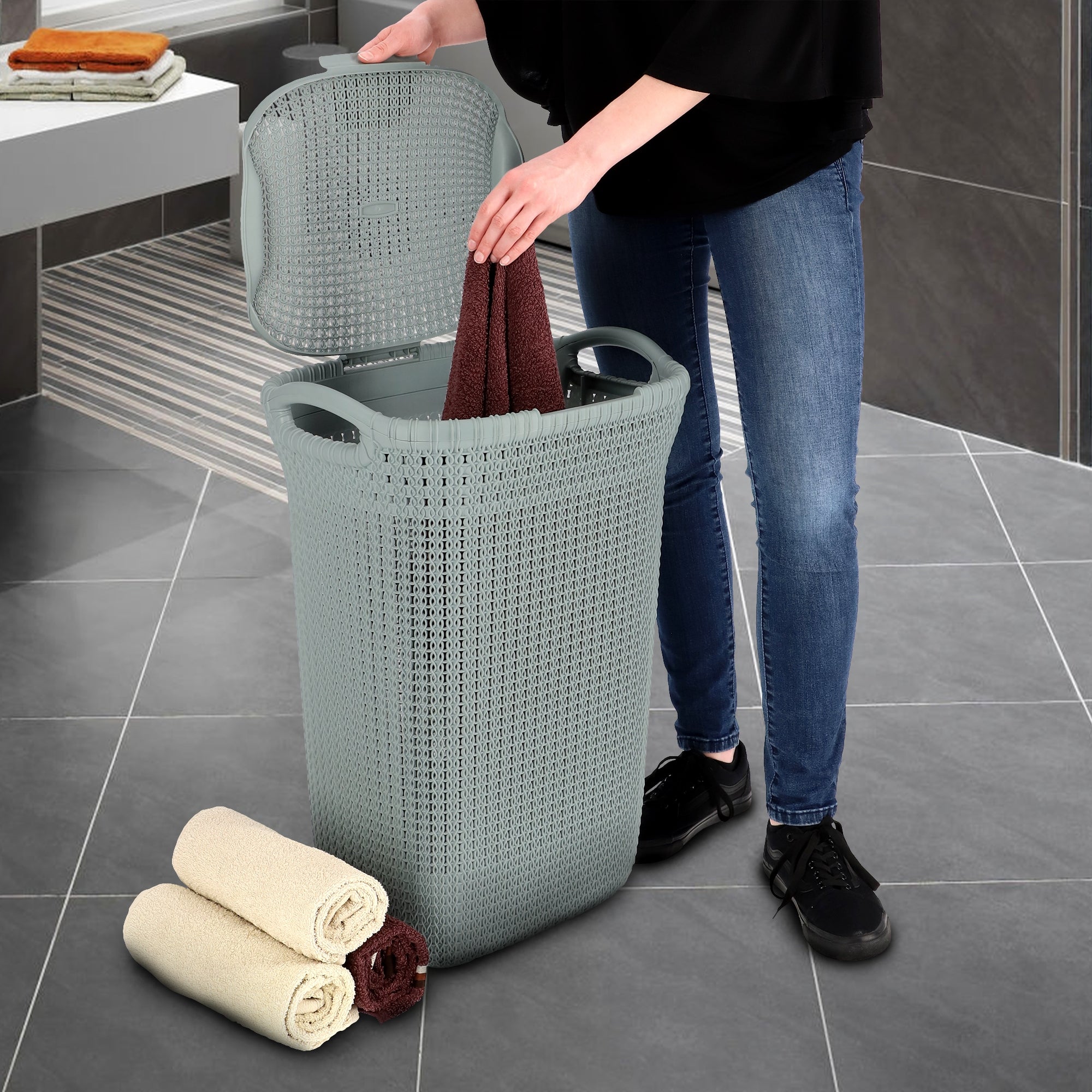 Panier à linge Knit bleu 57 L - 2