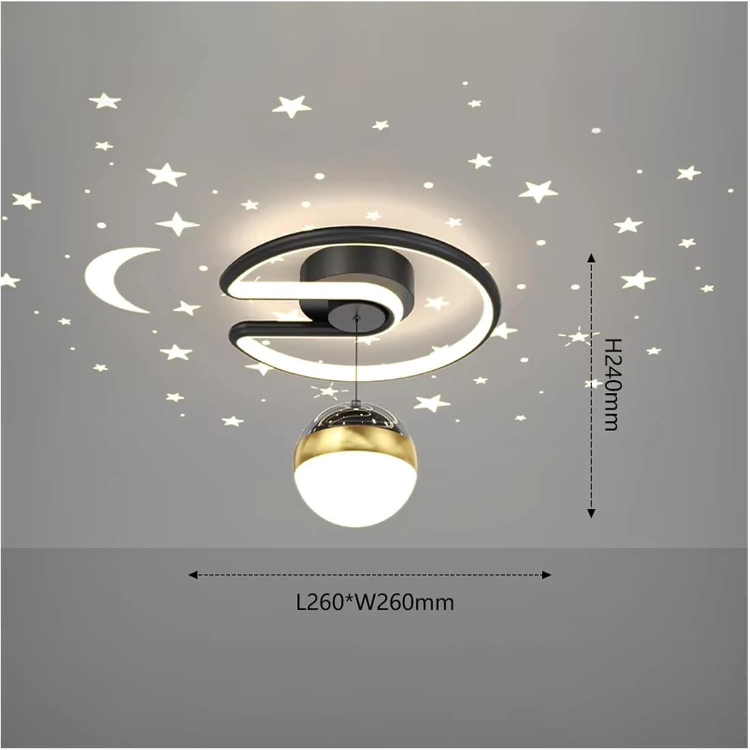 Plafonnier LED, Lustres modernes, Petit plafonnier avec projection de ciel étoilé, Applique d'entrée φ24 cm, 3 températures de couleur (3000K - 6000K) - 5