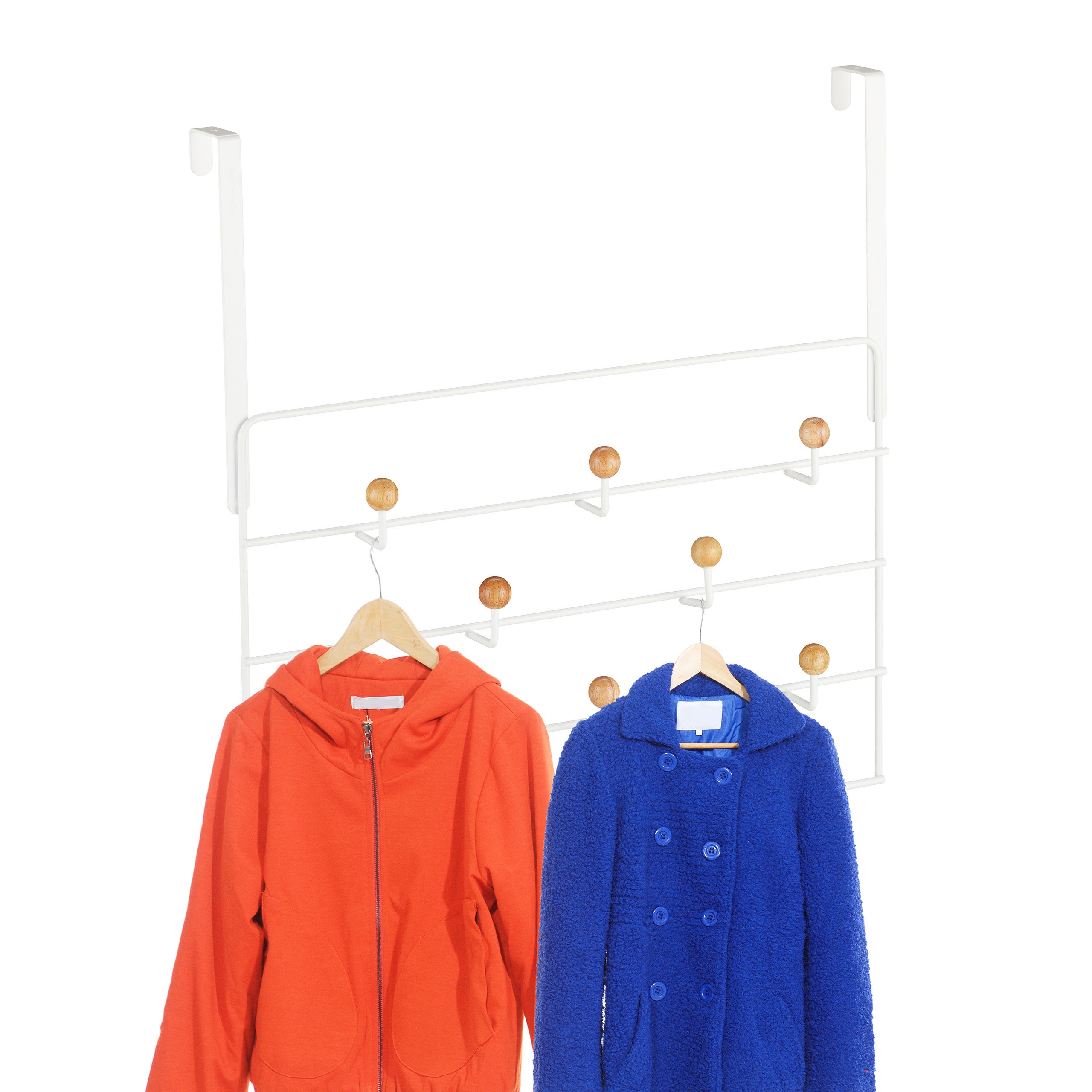 Portemanteau Pliable Pour Porte - Lot De 3, Métal Et Bois, Supporte 6 Cintres (épaisseur Max 2 Cm)