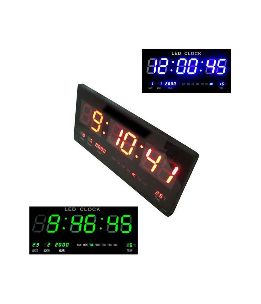 Trade Shop Orologio Digitale Da Parete A Muro Led Blu Rosso