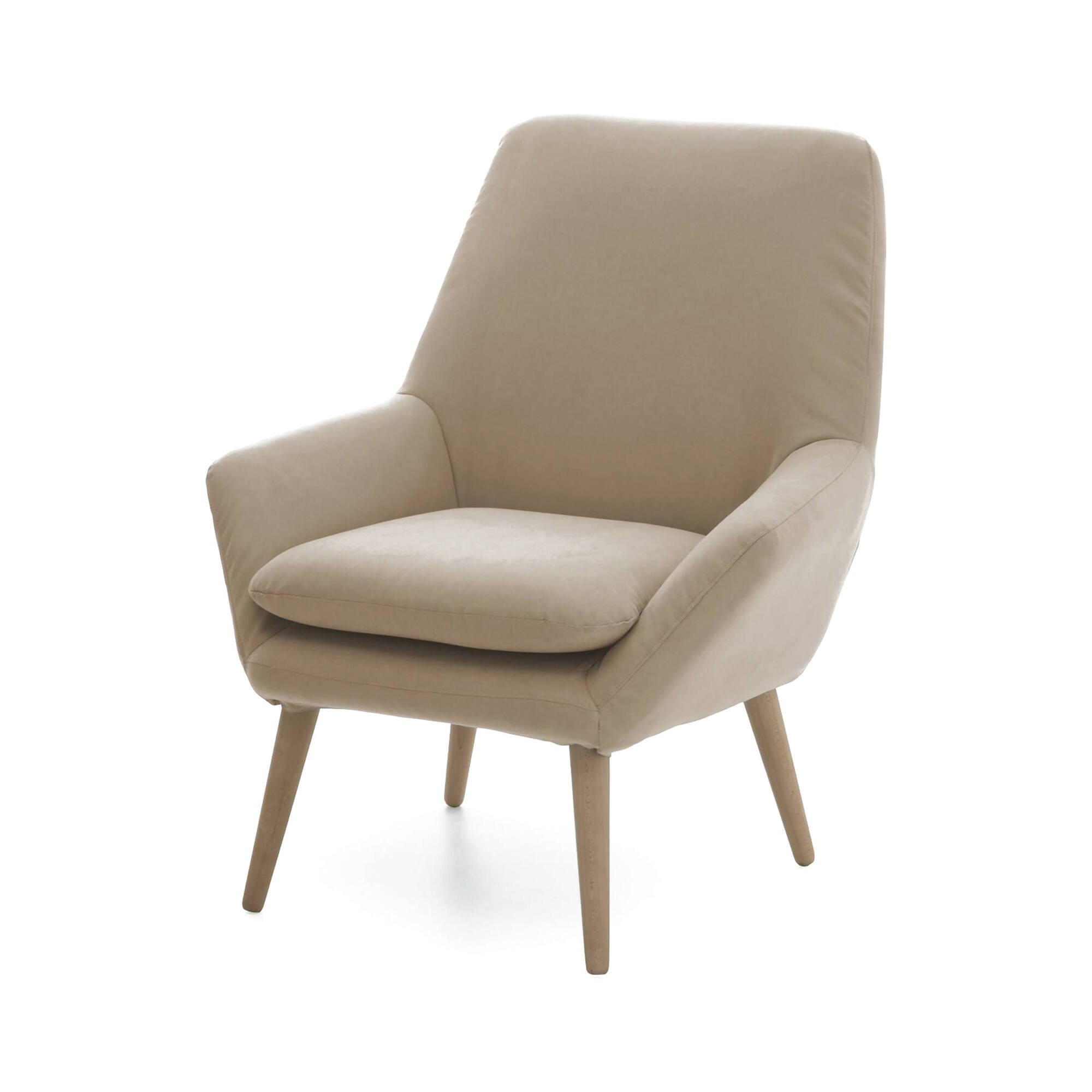 Sillón anido, sillón de salón de diseño, 100% made in italy, sillón relax de tejido acolchado, 80x70h95 cm, beige