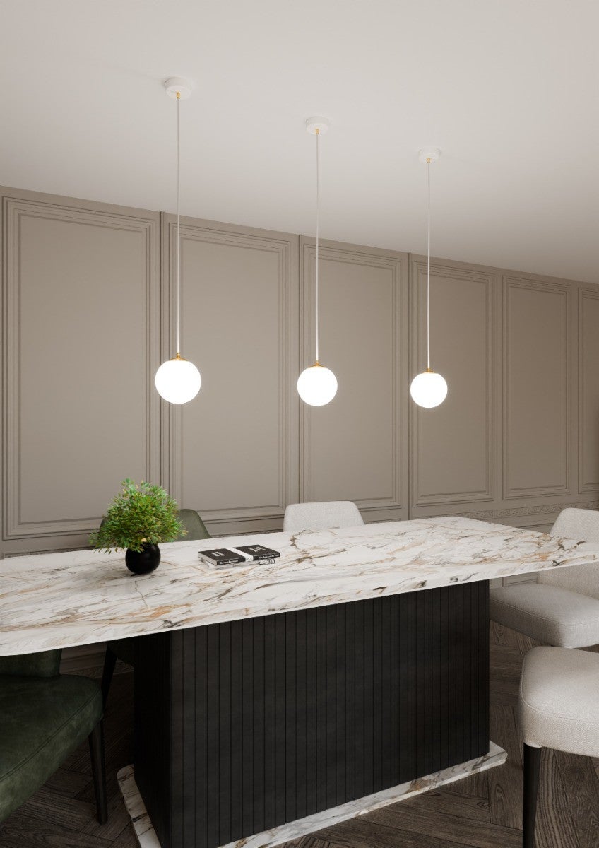 Lampa sufitowa wisząca Royal biało-złota 1xE14x10W szklana kula wym: 100 x 14 x 14 cm szkło Emibig - 5