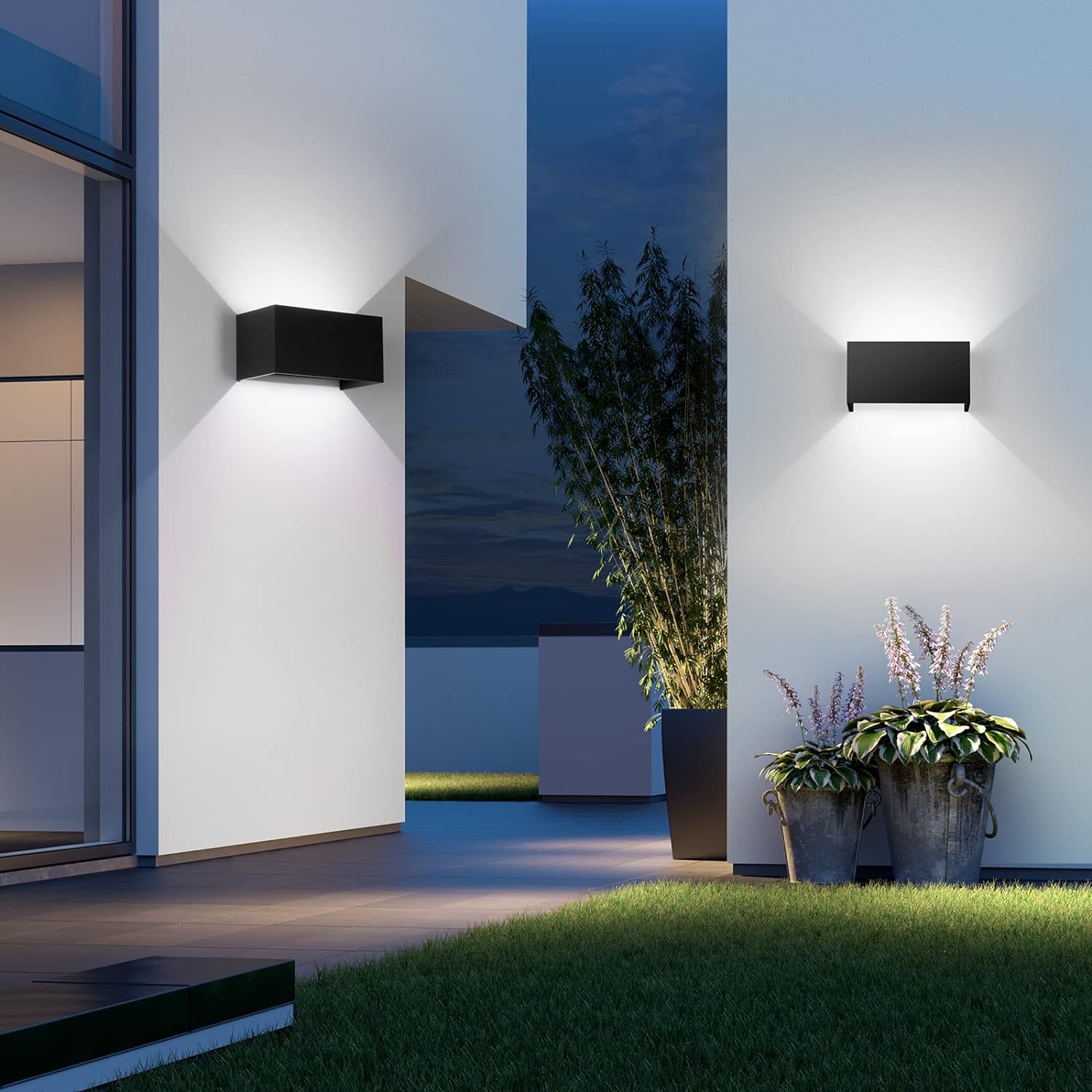 Applique Murale Interieur LED 24W Lampe Exterieur Étanche IP65 Angle de Faisceau réglable LED Apliques Murales Moderne Noir et Blanc Chaud 3000K - 3