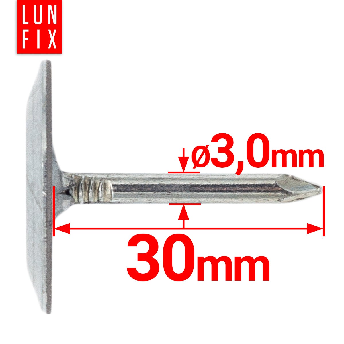 Gwoździe papowe z podkładką 3x30 mm 5kg ok. 825szt. - 2