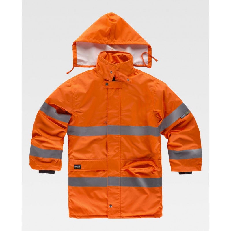 Parka Fl Or Impermeable De Alta Visibilidad Con Capucha Desmontable