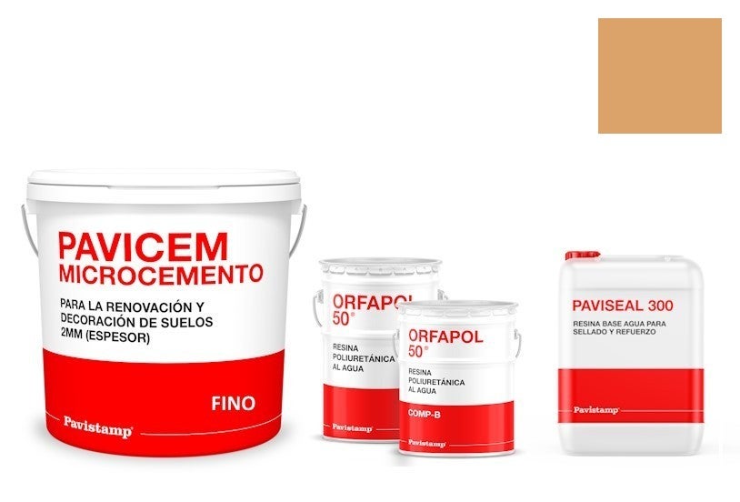 Kit microcemento 8 m2 monocomponente para paredes de yeso o pladur - polureteno mate-oro