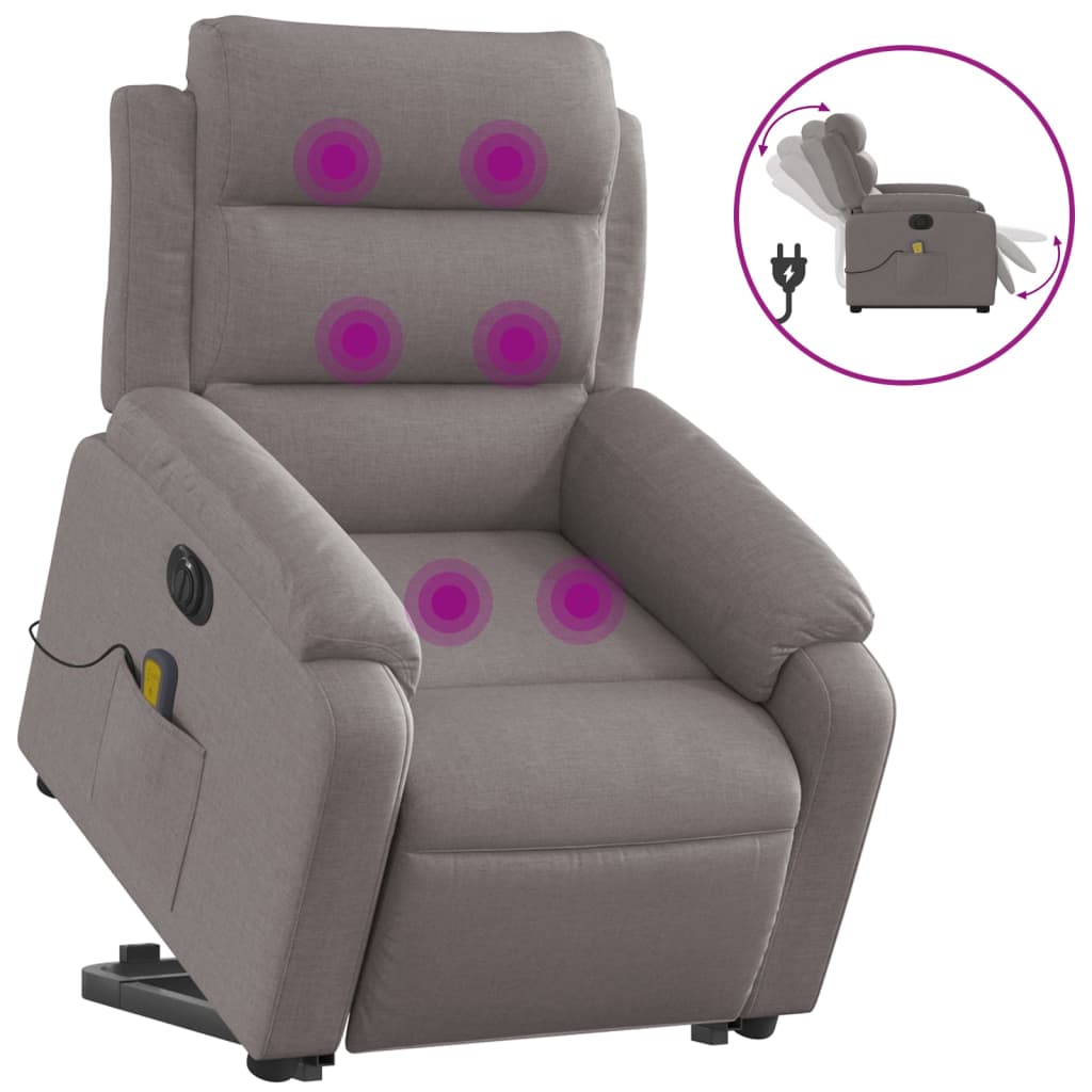 Fauteuil Releveur électrique Avec Massage 8 Points Et Chauffage - Dossier Inclinable 160°, USB, Porte-gobelet