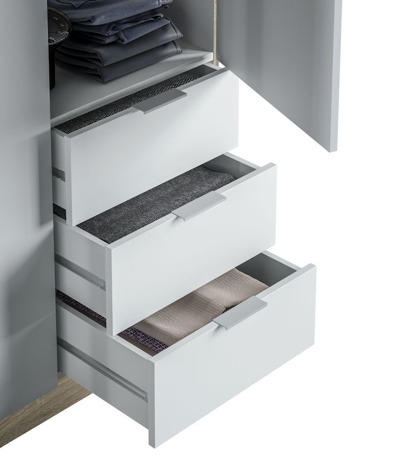 Habitdesign Low Cost Armadio, Melammina, Bianco Artico e Rovere Canadese, 121 cm (Ancho) x 180 cm (Alto) x 52 cm (Fondo) - 4