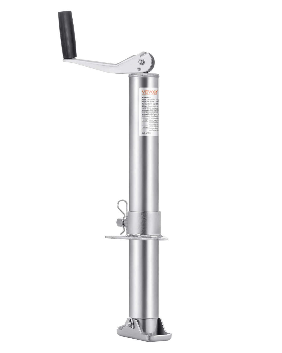 VEVOR Cric Per Rimorchio Da Saldare, Carico Dinamico 907 Kg, Sollevamento 283-533 Mm, Corsa 254 Mm Con Maniglia Per Camper Yacht Rimorchio 94228910 - Foto 12