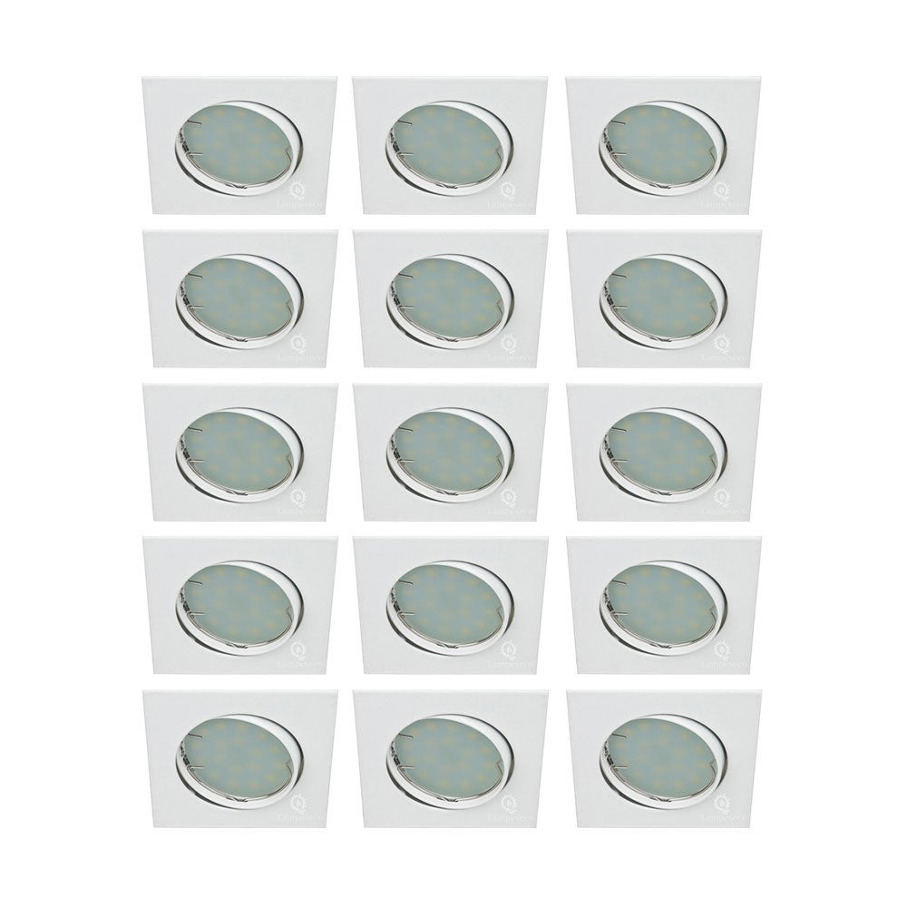 Lot de 15 Spot encastrable orientable LED carré GU10 230V équivalent 50W blanc neutre - 5