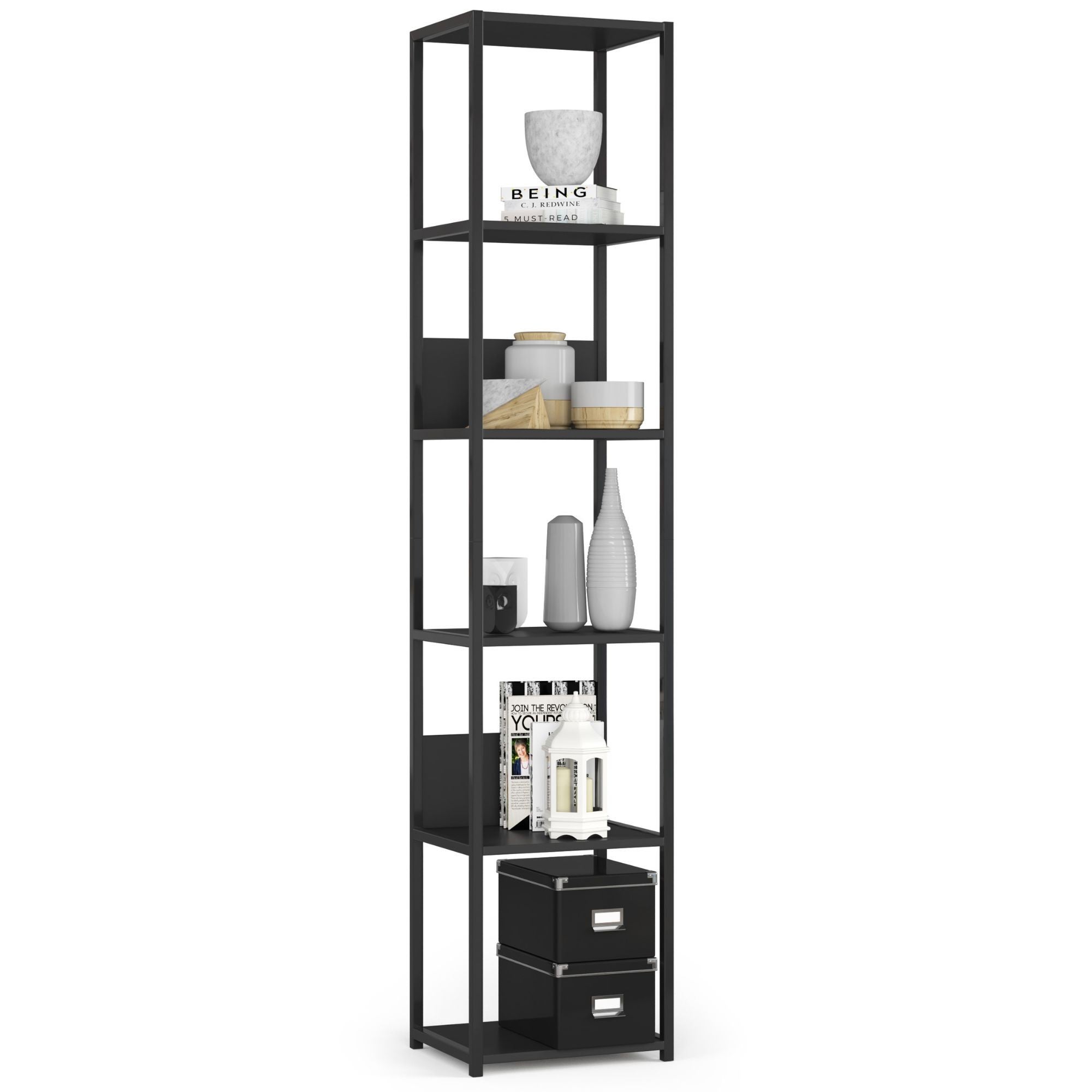 Regał industrialny AKORD metalowy Czarny 40 cm kolor Czarny mat 6 półek 40x32x192 cm