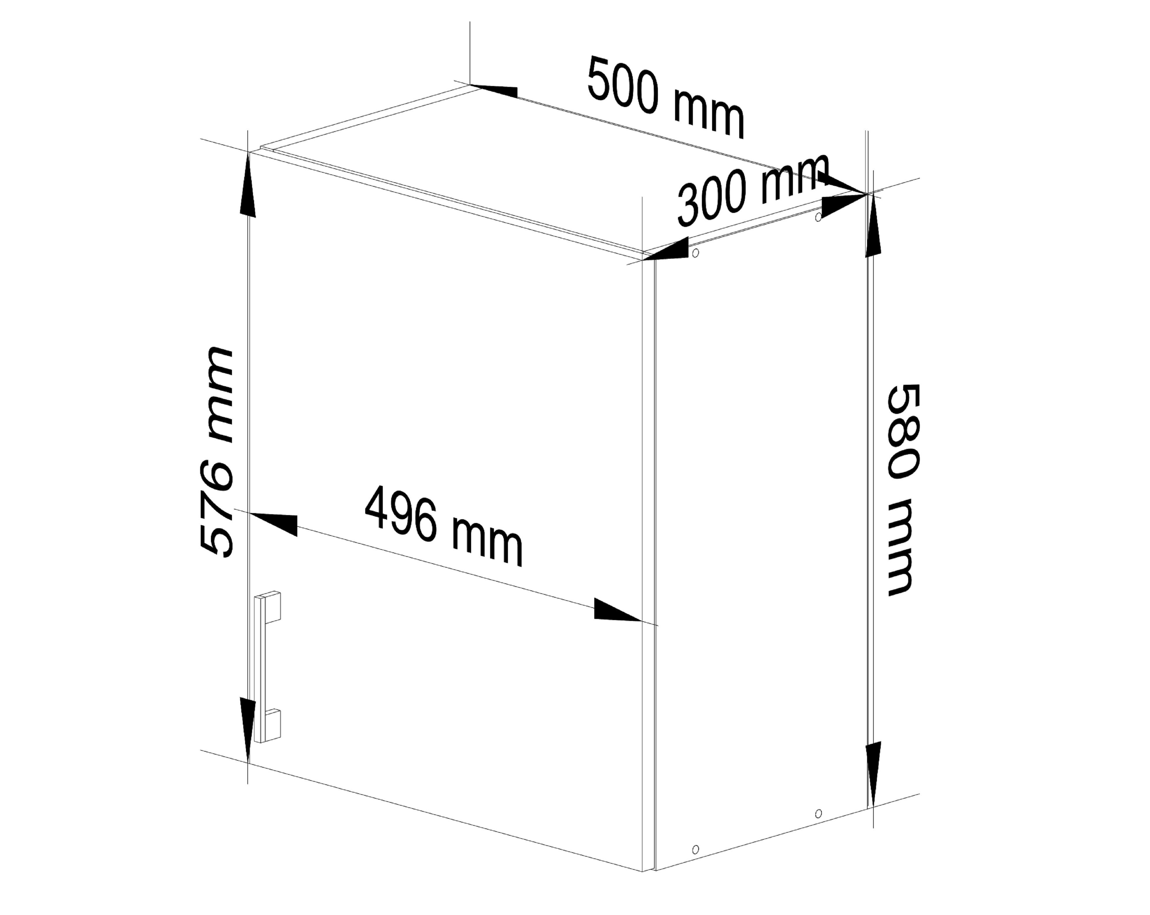 Meuble de cuisine haut AKORD W50 LIMA modulable Blanc 50 cm 1 porte façade Chêne Sonoma 2 étagères 50x30,5x58 cm - 3
