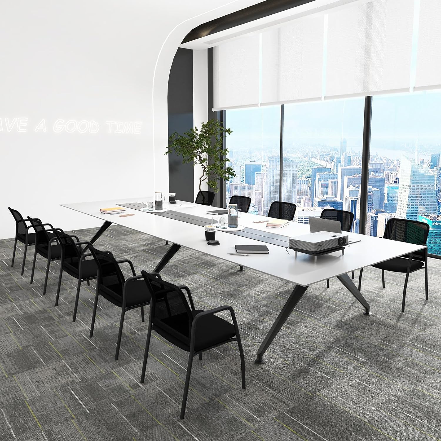 Set di 2 Sedie da Attesa, Sedia da Ufficio con con Schienale in Rete Ergonomico, Sedia da Conferenza con Braccioli e Sedile Imbottito, Portata - 5