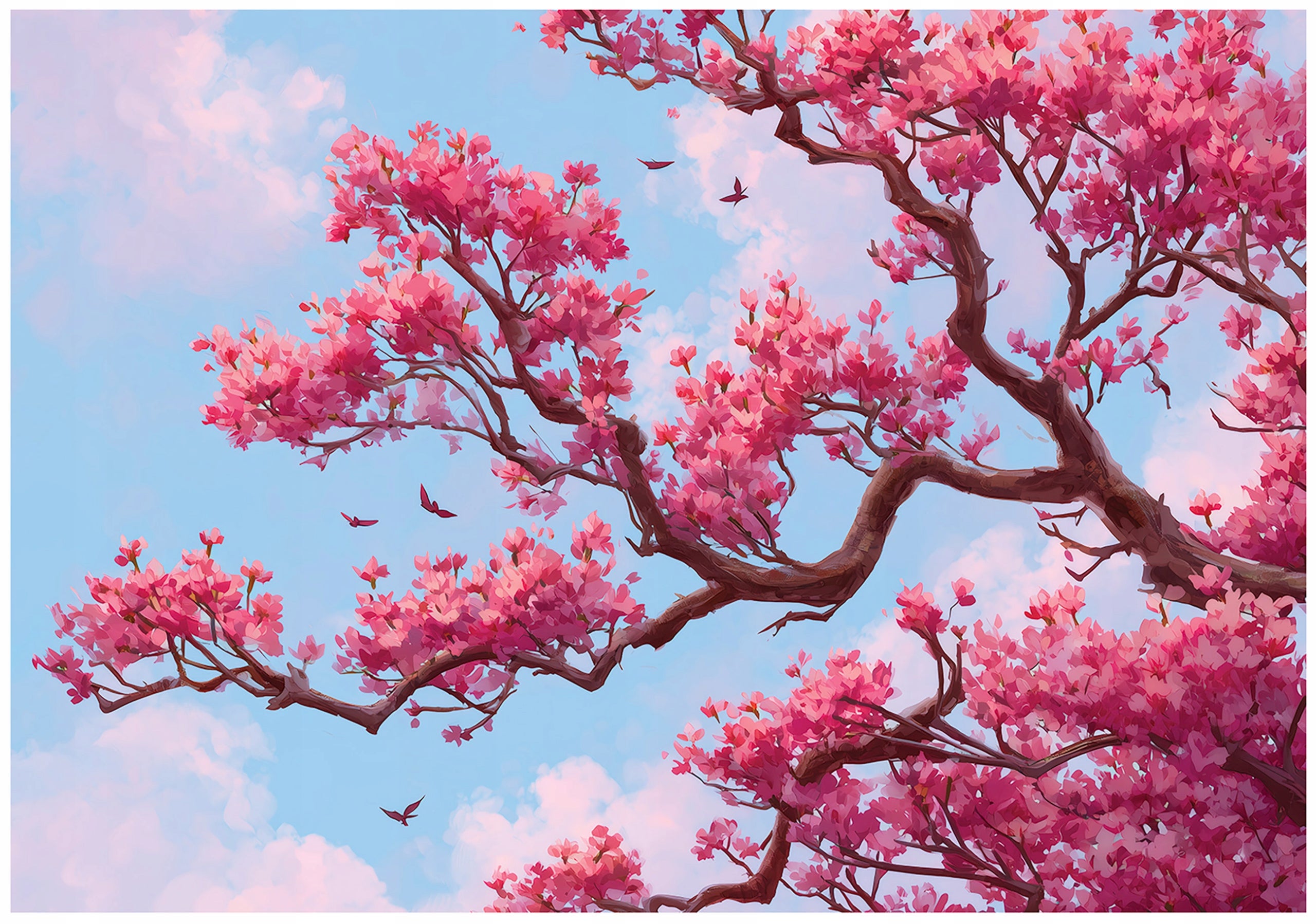 Fototapet copac rose natura Vlies Tapet Pentru Dormitor Camera Living Perete 350x250 cm