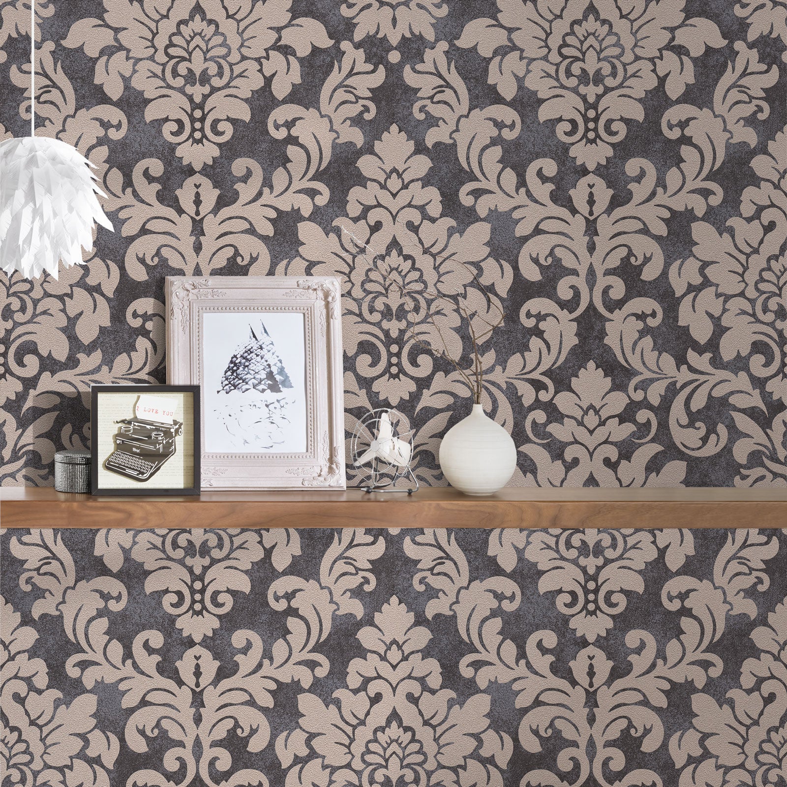 Papel pintado vinílico con estampado realista papel pintado barroco estampado beige papel pintado para dormitorio, sala de estar