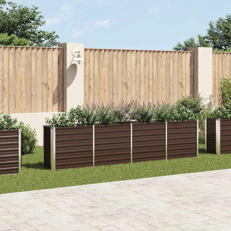 Donica do podniesionej grządki, 320x40x77 cm, stal, brązowa vidaXL