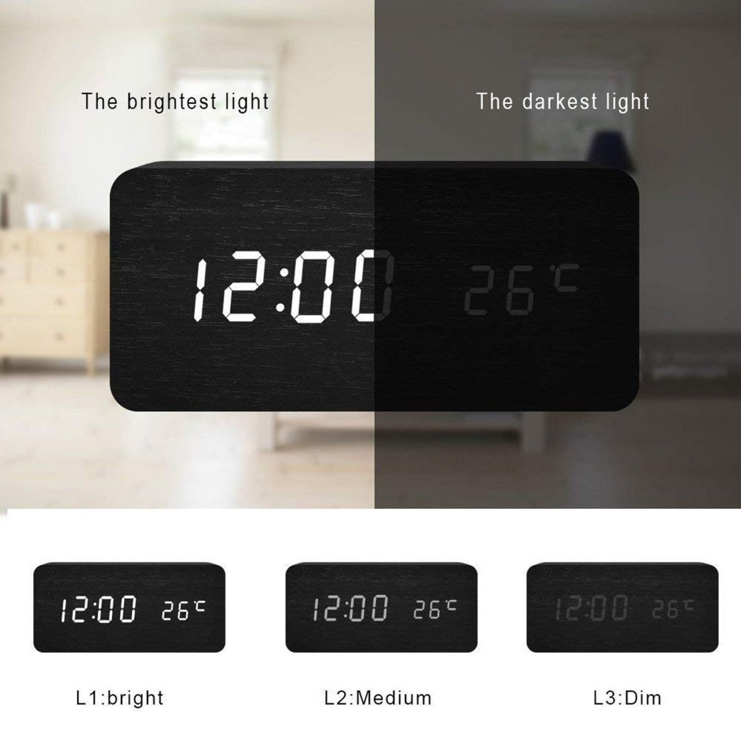 Réveil numérique avec LED Black - 3