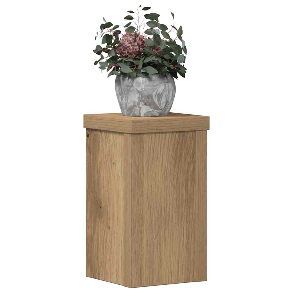 Lot de 2 supports pour plantes chêne artisanal en panneau de bois - 8