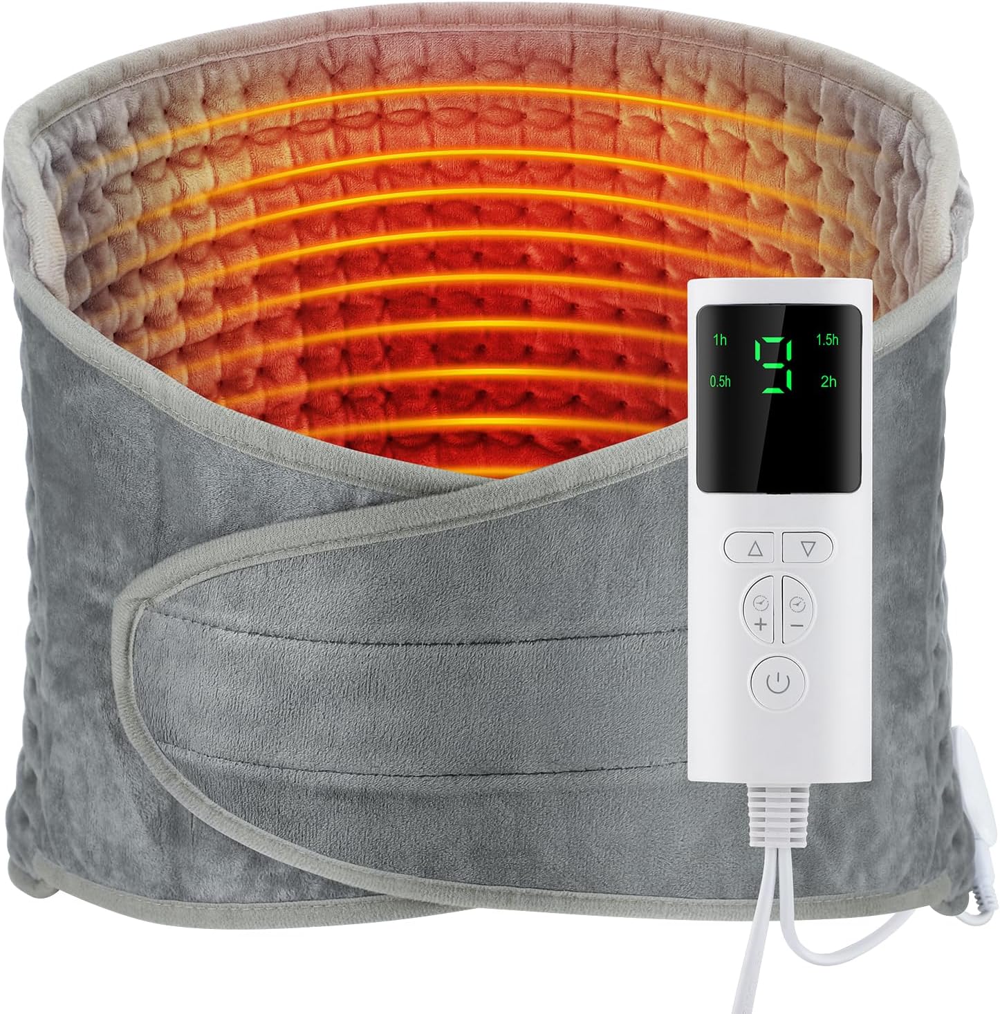 Poduszka grzewcza przeciwbólowa z ekranem LCD, 9 poziomów grzania, 4 ustawienia timera, idealna na plecy, brzuch i nogi - 30 x 126 cm