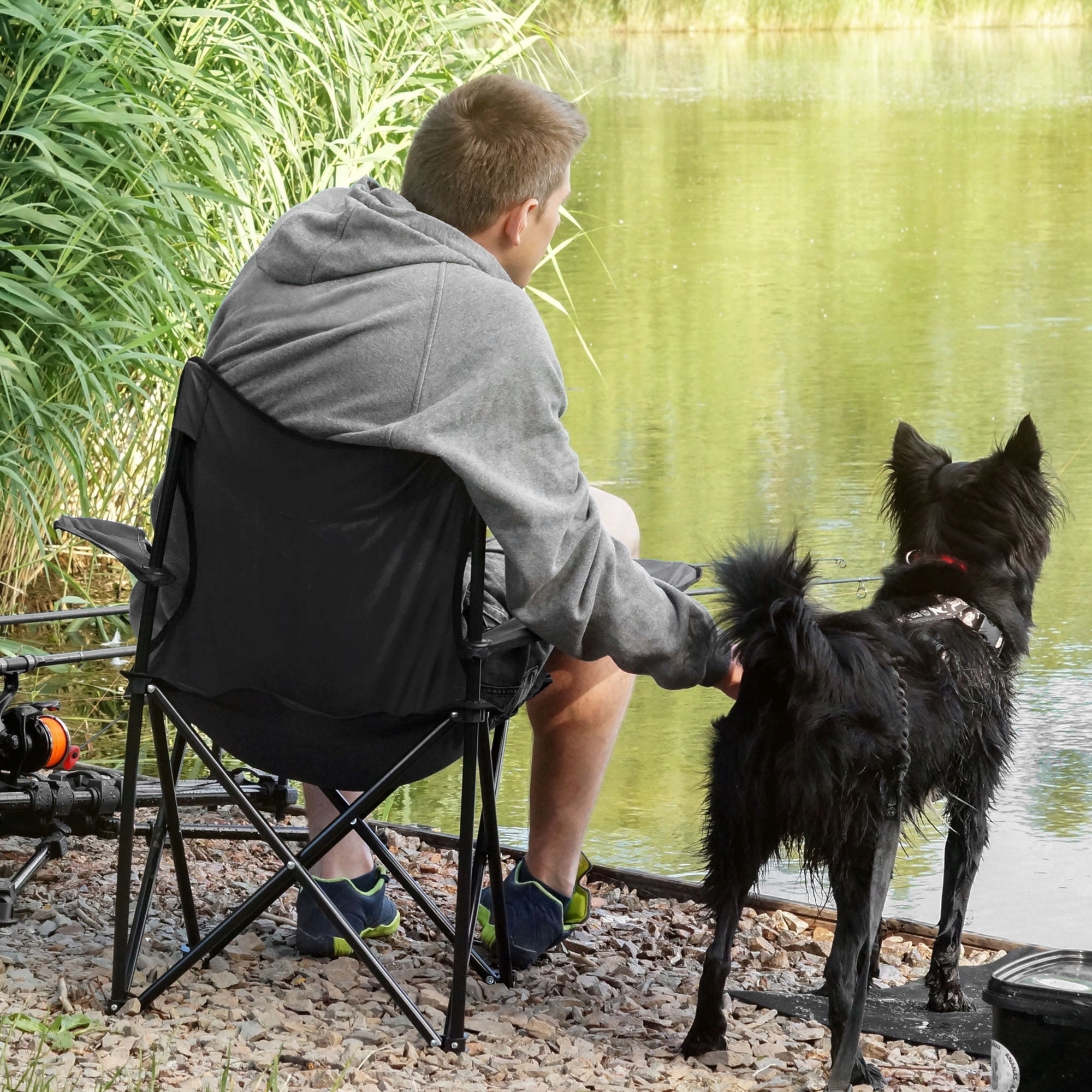 Chaise Pliante De Pêche/Camping Rose Avec Porte-Gobelet Et Sac - Support 110kg