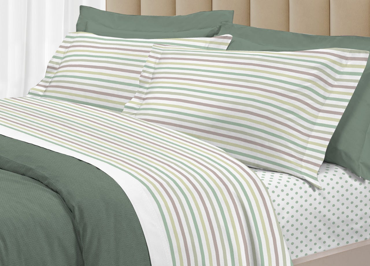 Completo Lenzuola Letto 100% Cotone Italy 3027 Disegno Riga Dots Piazza E Mezza Verde | Leroy Merlin Completo Lenzuola Letto 100% Cotone Italy 3027 Disegno Riga Dots Piazza E Mezza Verde | Leroy Merlin