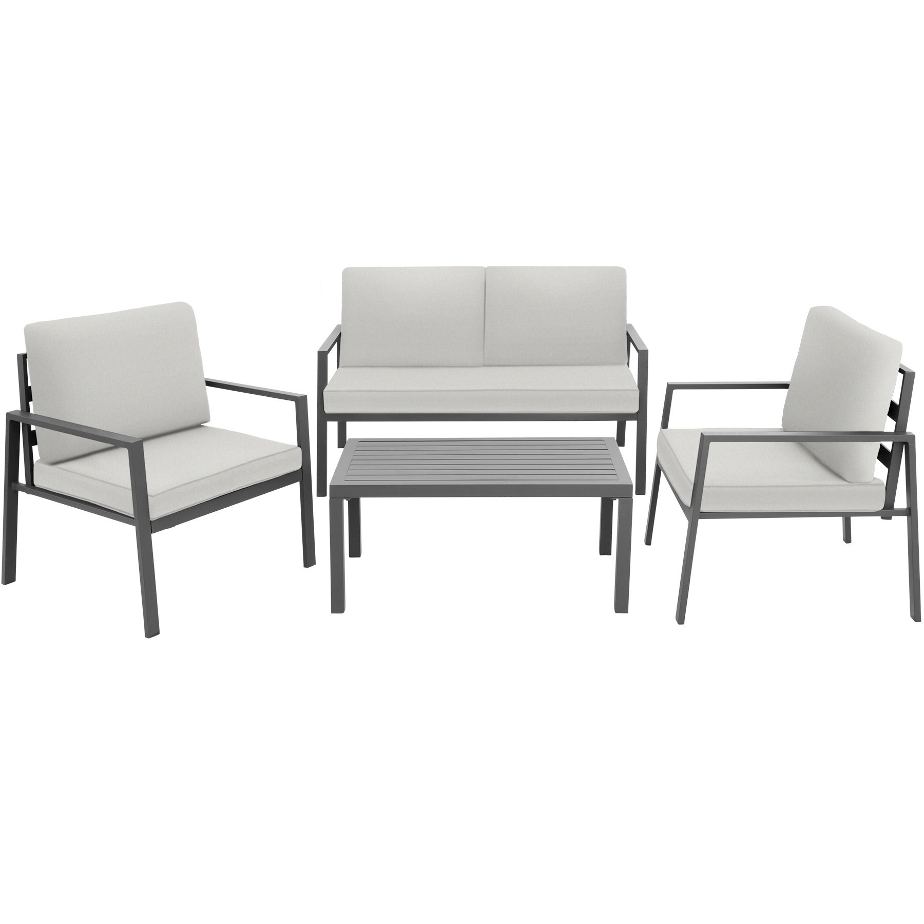 Salon de jardin Avec cadre en aluminium pour 4 personnes gris clair - 7